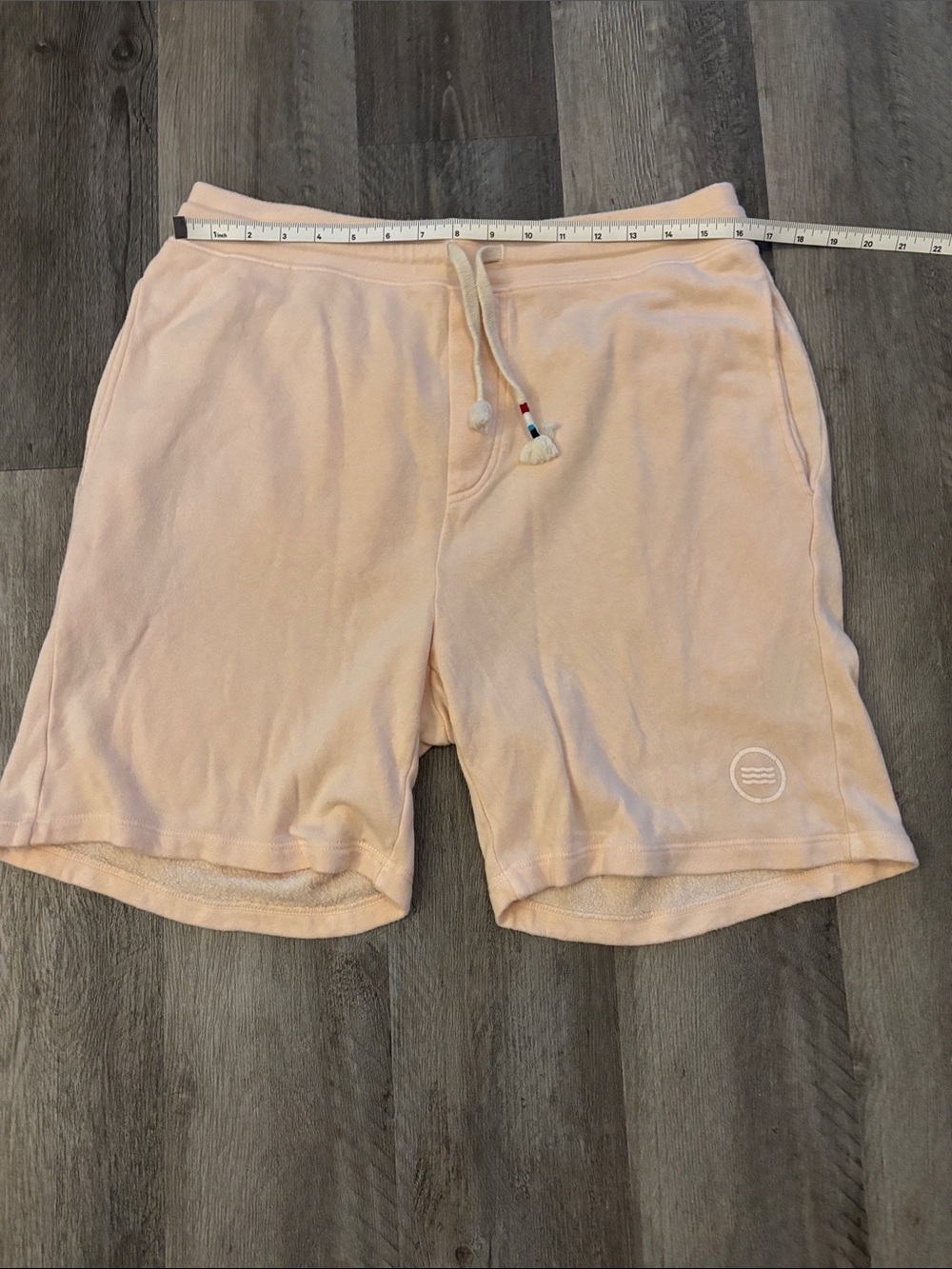 Sol Angeles Light Pink Terry Cloth Drawstring Athletic Shorts, Mens Size Large